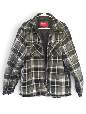 Coleman Men's Green Plaid Sherpa-Lined Jacket XL